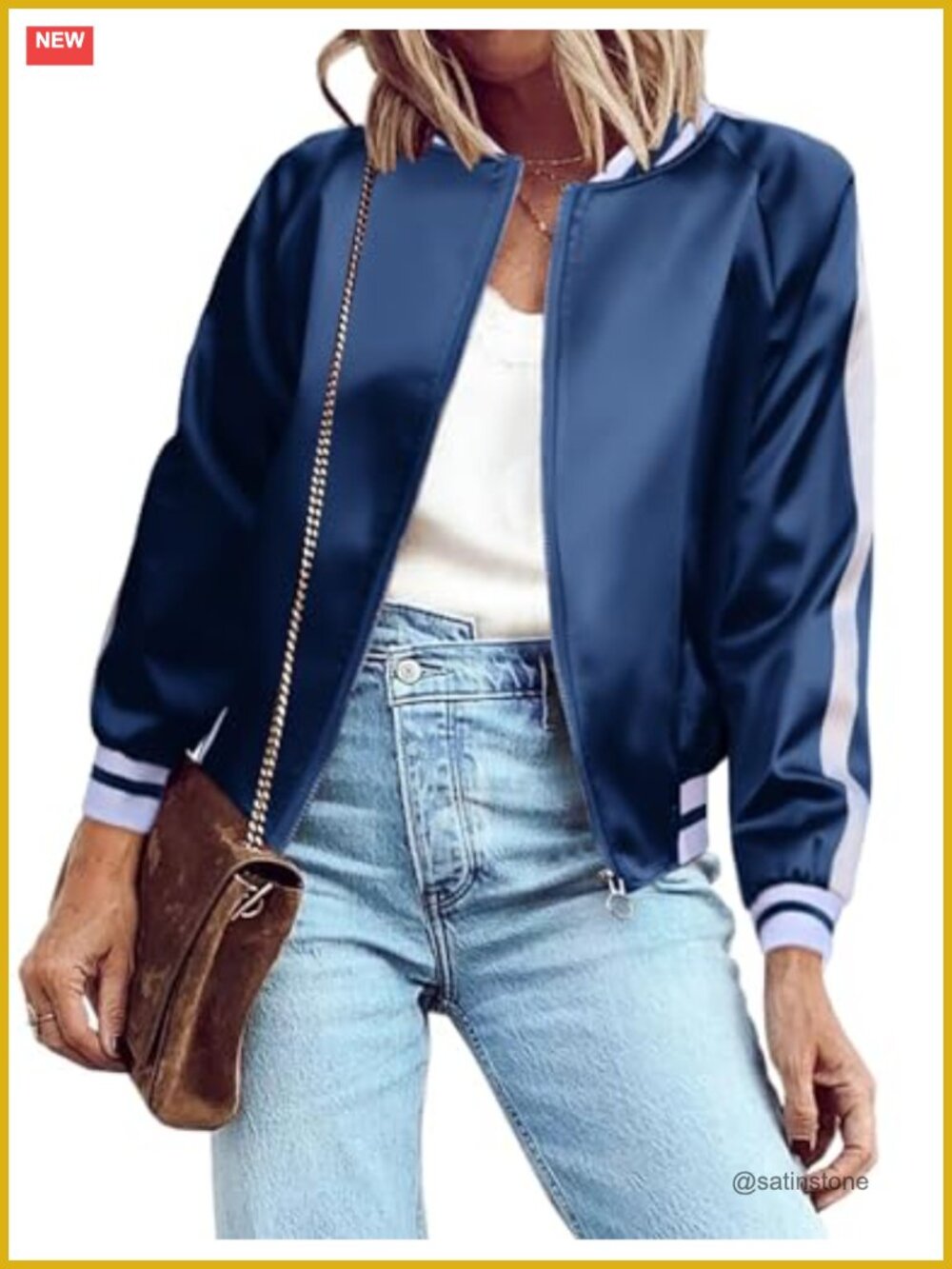 Women's Lightweight Zip Up Bomber Jacket Windbreaker Long Sleeve Polyester